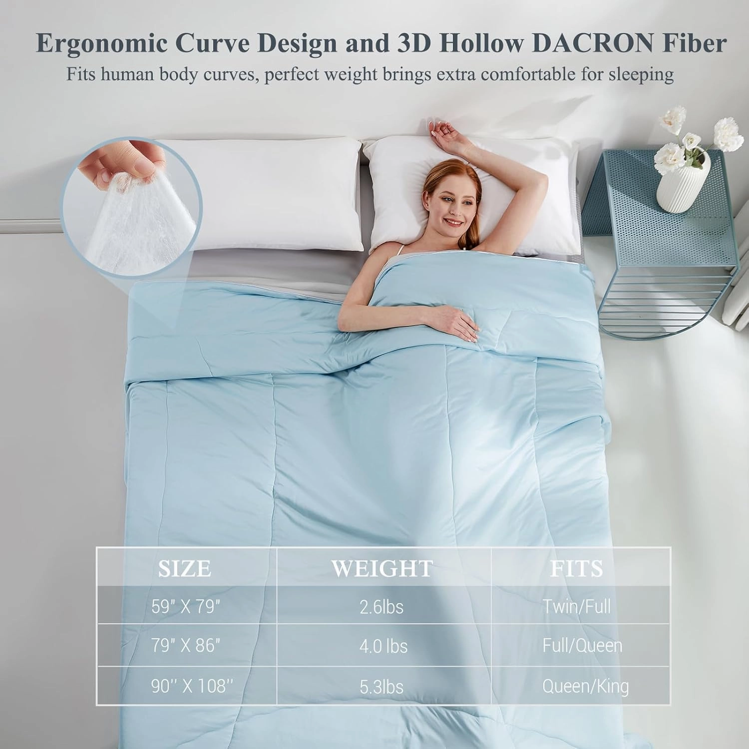 Elegear Cooling Comforter King Absorbs Body Heat to Keep Cool, Cooling Blanket for Hot Sleepers Japanese Arc-Chill 3.0 Cool Tech Fabric Summer Comforter Hypo-Allergenic Cooling Quilt - Blue/Gray