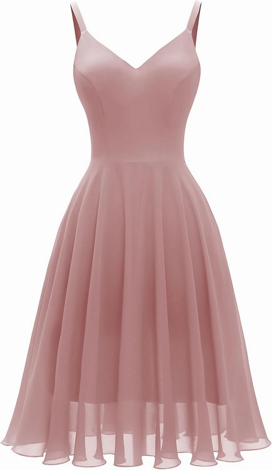 Ellames Women's 2024 Summer Dress Spaghetti Strap Cocktail Swing Beach Dresses V Neck Sundress
