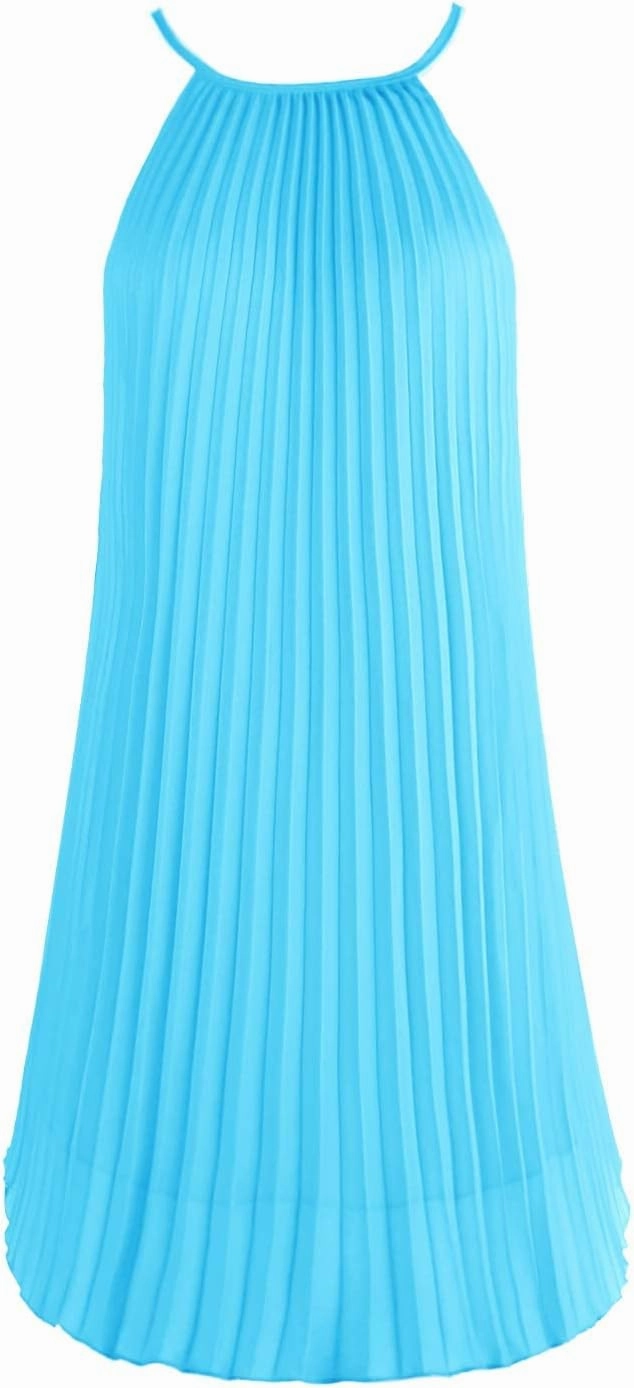 Ellames Women's 2024 Summer Spaghetti Strap Pleated Casual Swing Dress with Belt