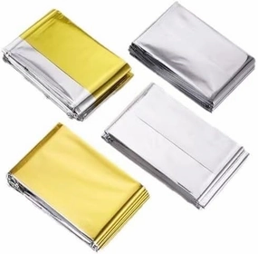 Emergency Thermal Blanket, Gold and Silver, Lightweight Survival Shelter for Camping, Hiking, First Aid