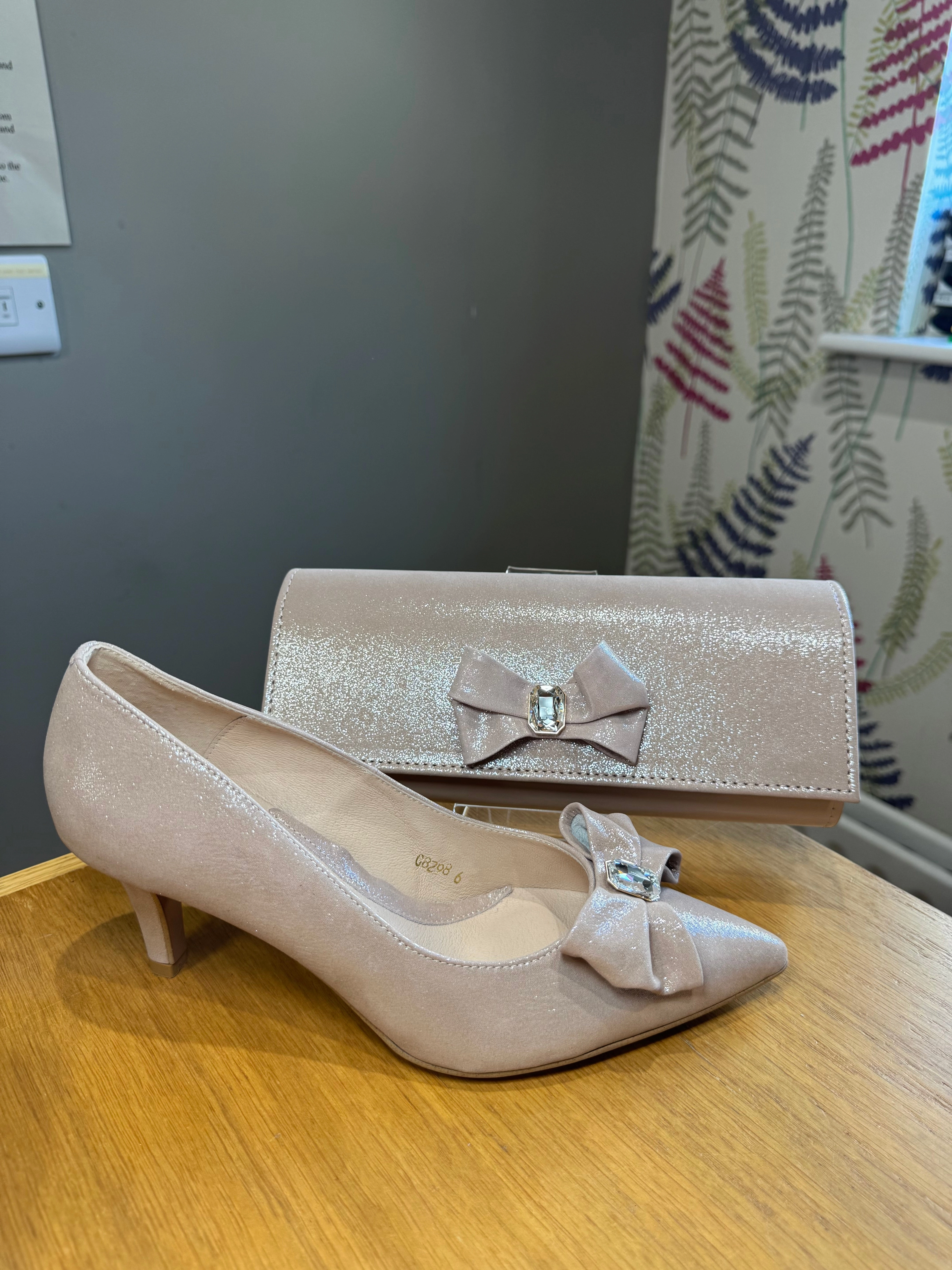 Emis Blush Shimmer Bow Bag