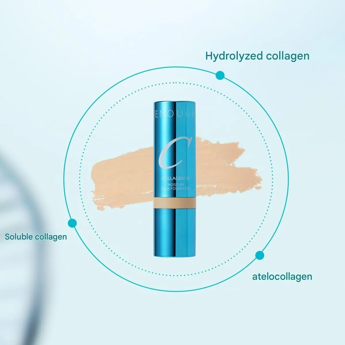 ENOUGH Collagen 3X Moisture Stick Foundation with Brush, Full Coverage Tinted Sunscreen for Face, Long-Lasting Korean Makeup, Perfect Тinted Мoisturizer with SPF 50  (#13N Light Beige, 0.49 oz / 14g)