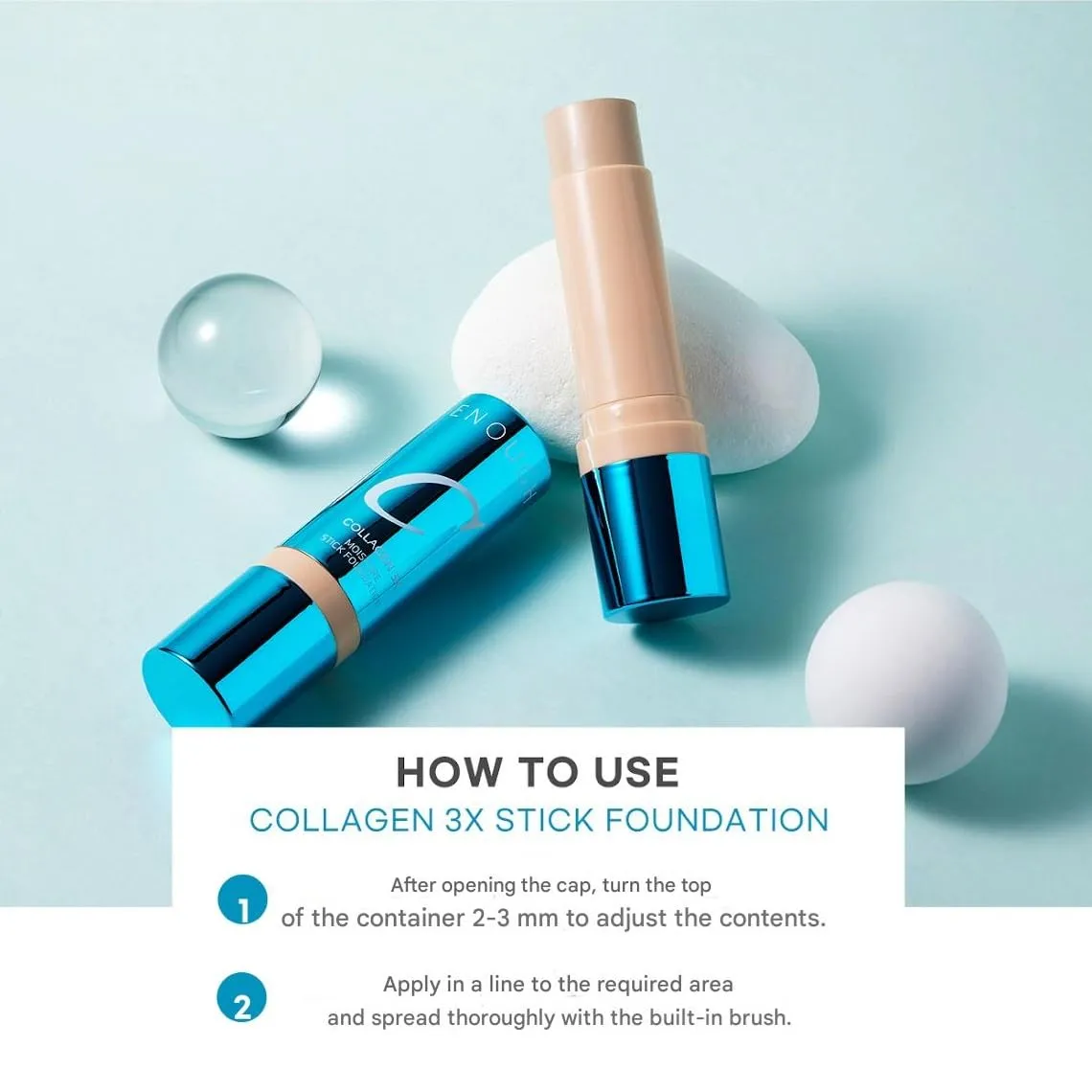 ENOUGH Collagen 3X Moisture Stick Foundation with Brush, Full Coverage Tinted Sunscreen for Face, Long-Lasting Korean Makeup, Perfect Тinted Мoisturizer with SPF 50  (#13N Light Beige, 0.49 oz / 14g)