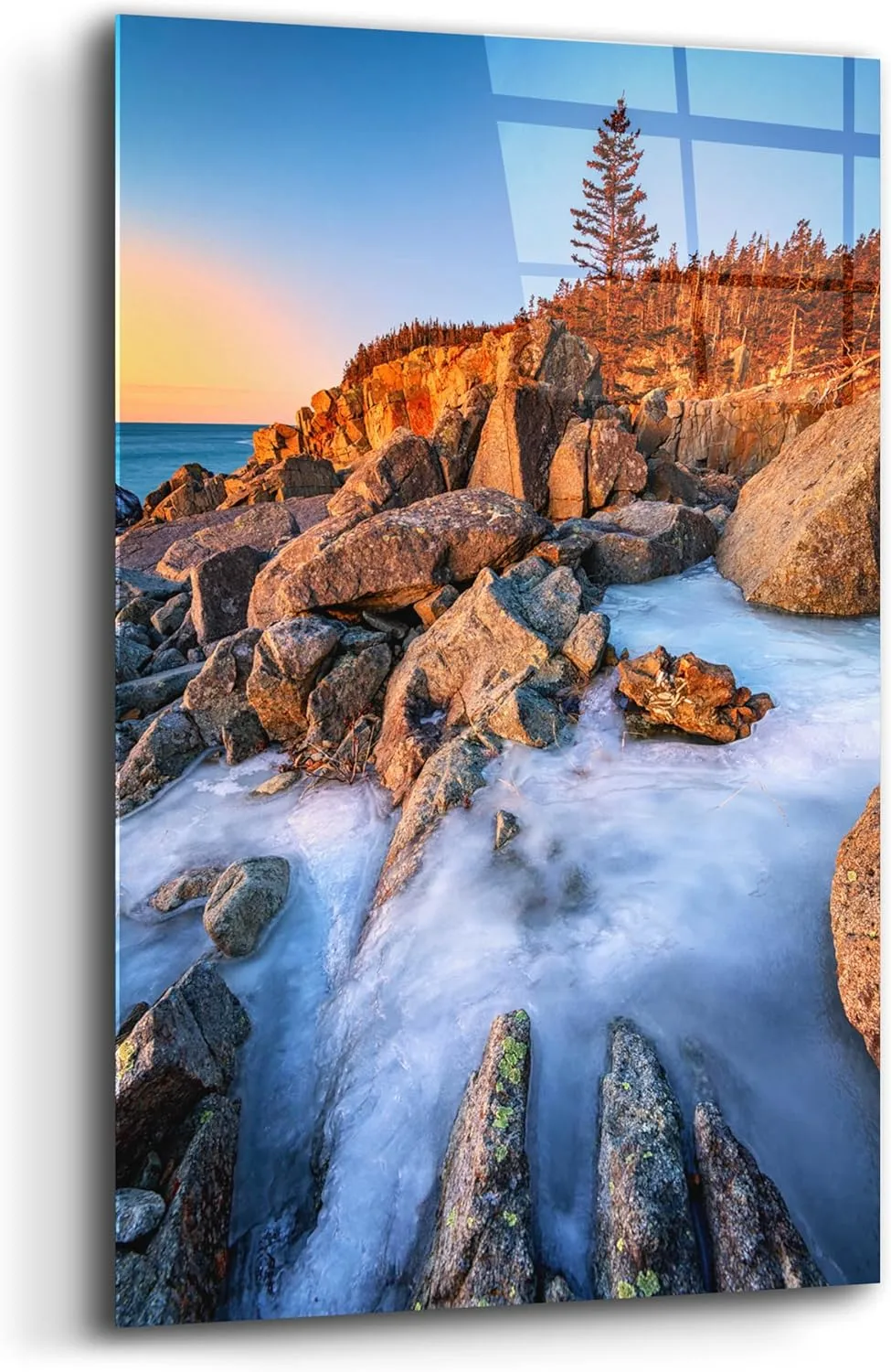 Epic Art 'Frozen Morning At Quoddy Head' by Rick Berk Acrylic Glass Wall Art, 12" x 16"