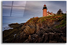 Epic Art 'Cloudy Morning At West Quoddy Head' by Rick Berk Acrylic Glass Wall Art, 16" x 12"
