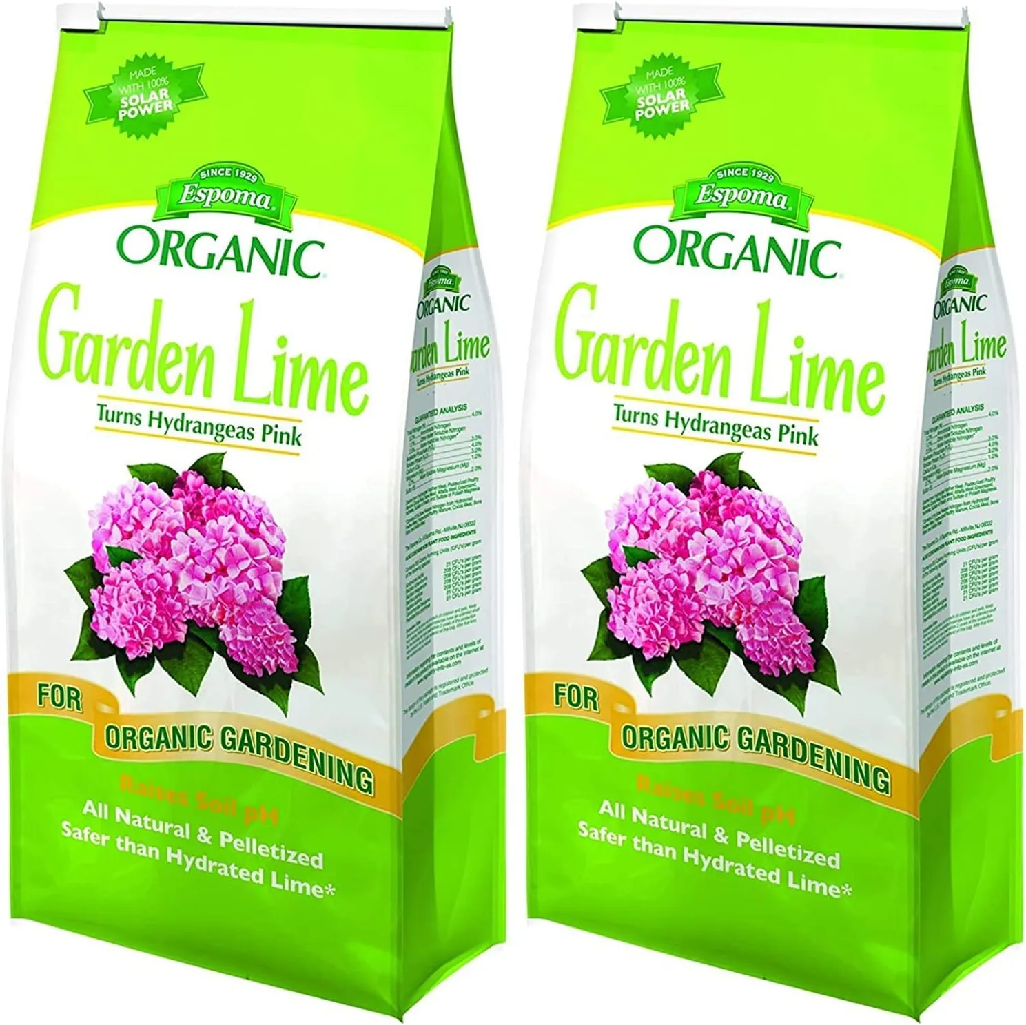 Espoma Organic Garden Lime; Raises Soil pH and Helps Turn Hydrangeas Pink! Contains pelletized dolomitic Lime and can be Used for Organic Gardening; 5 lb. Bag - 2 Pack