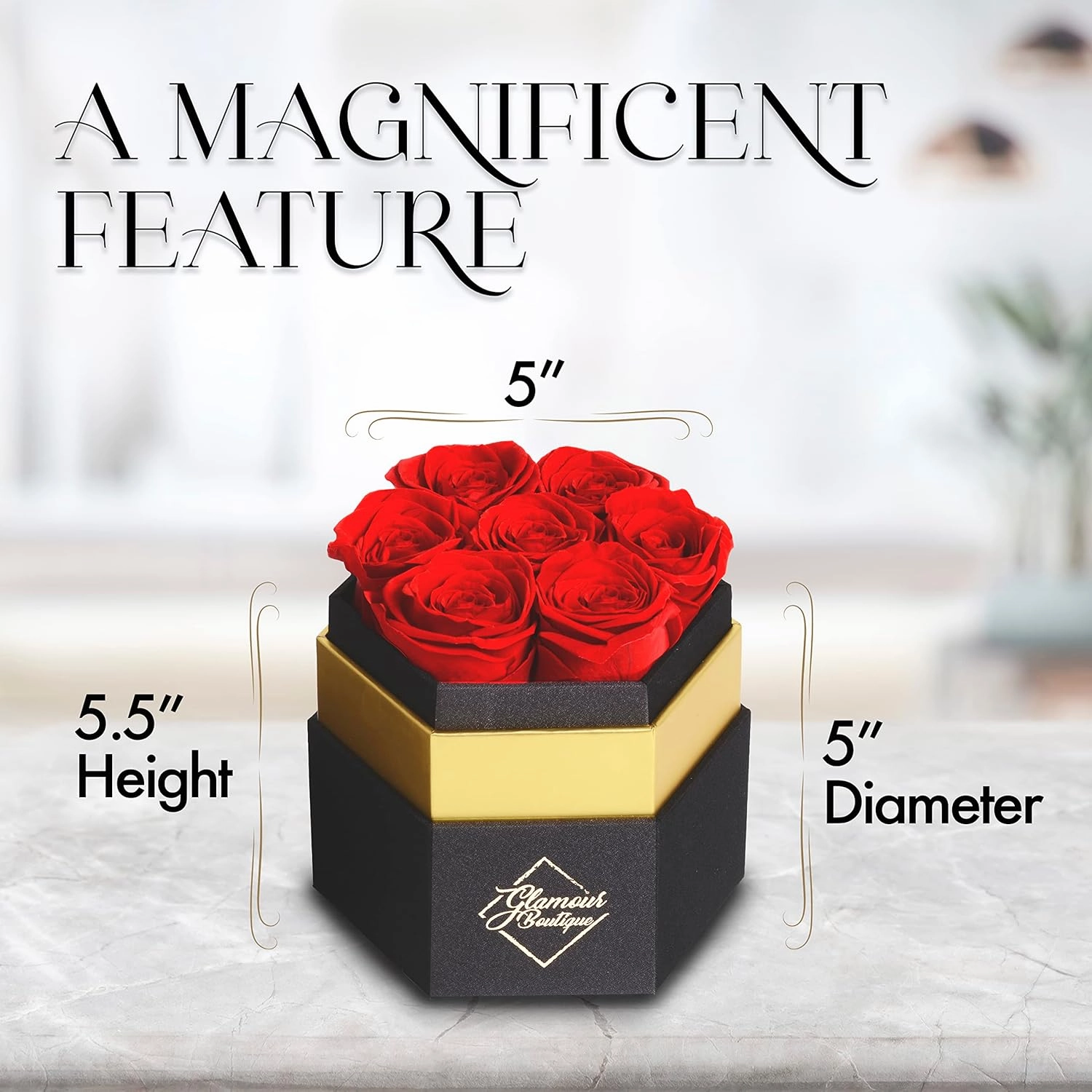 Eternal Preserved Roses in a Box - Flowers Forever, Rose Forever in a Box for Wife, Birthday Gifts for Her, 7 Roses, Red