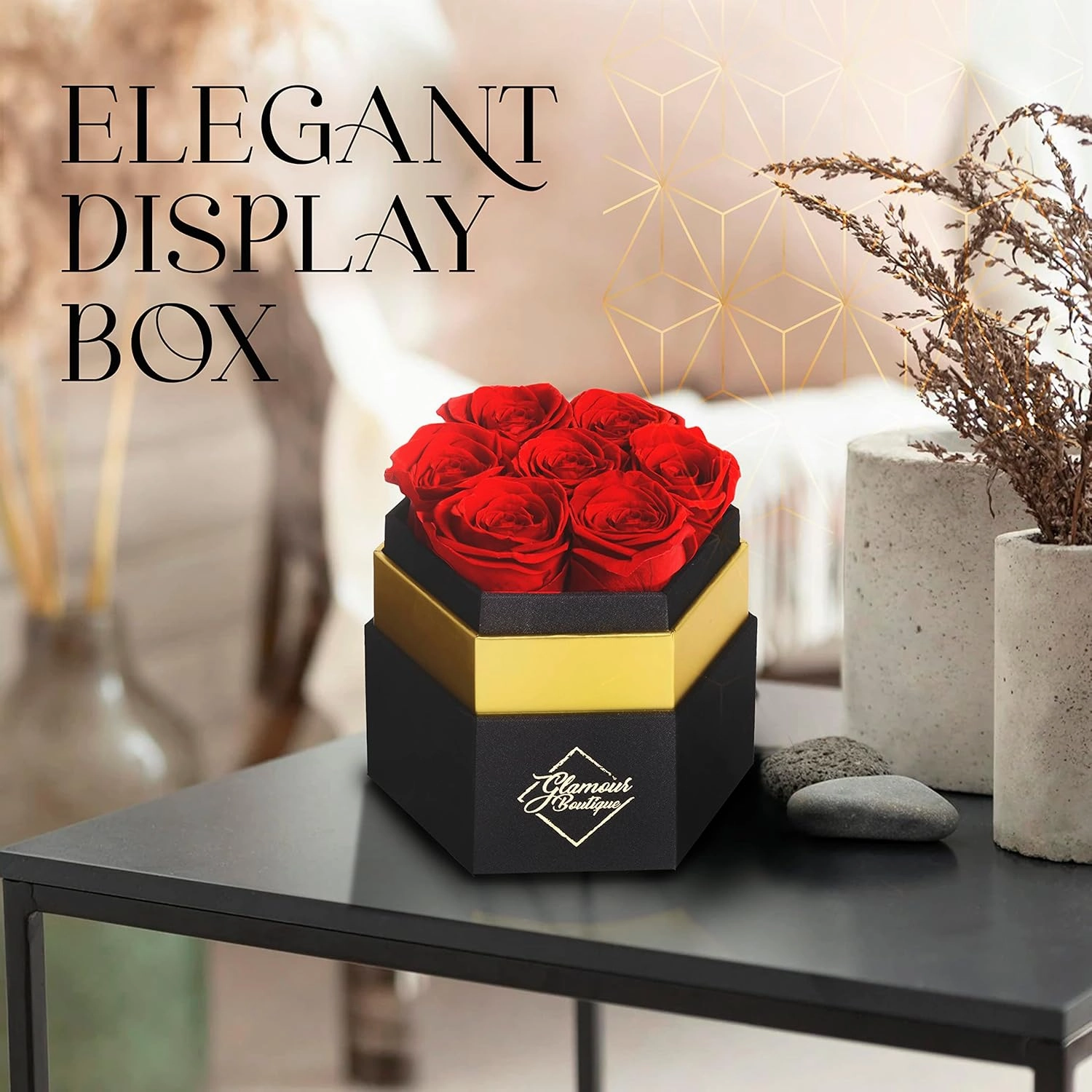 Eternal Preserved Roses in a Box - Flowers Forever, Rose Forever in a Box for Wife, Birthday Gifts for Her, 7 Roses, Red