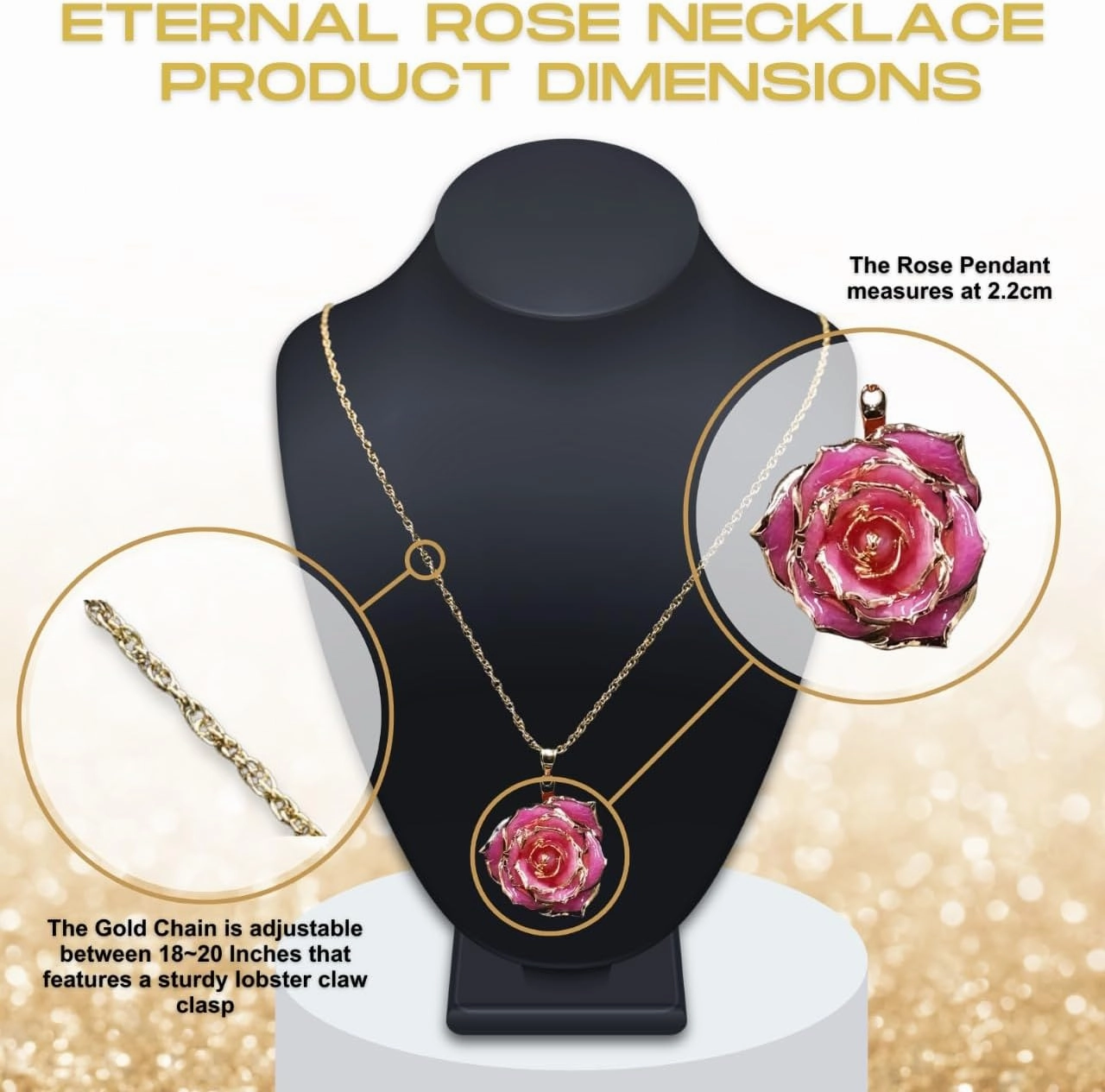 Eternal Rose Eternal Necklace 24k Gold Dipped Forever Rose Necklace