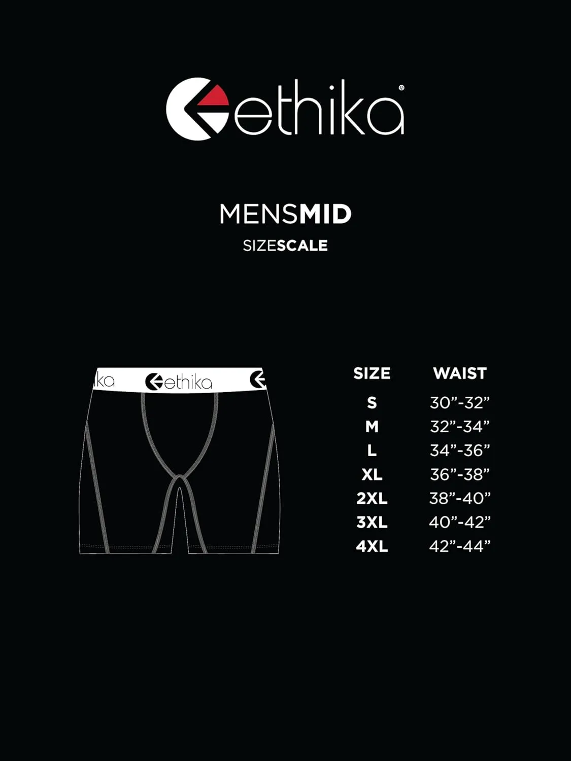 Ethika Mens MID Boxer Brief | *Solids* Modal - Black Gold Metallic