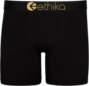 Ethika Mens MID Boxer Brief | *Solids* Modal - Black Gold Metallic