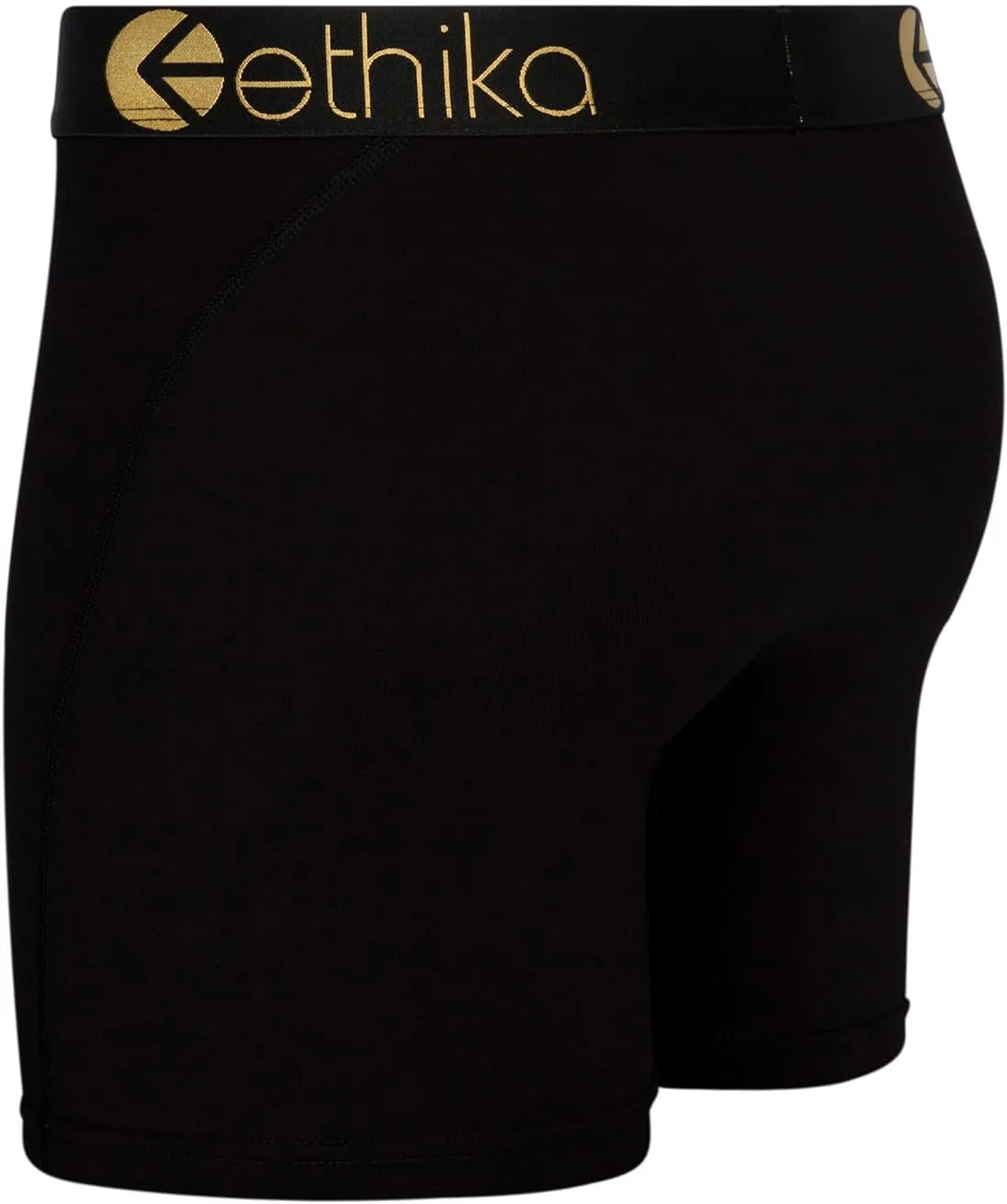 Ethika Mens MID Boxer Brief | *Solids* Modal - Black Gold Metallic