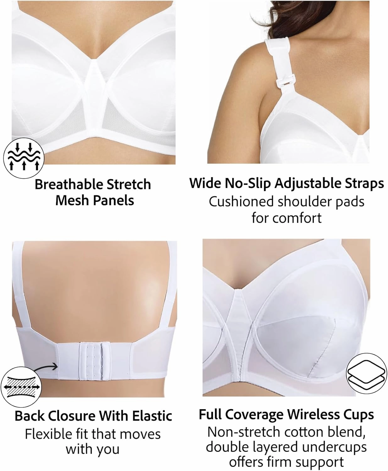 Exquisite Form 5100532 FULLY Original Wireless Full-Coverage Bra with Back Closure