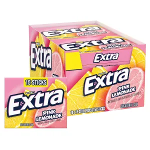 EXTRA Gum Pink Lemonade - Sugar-Free Chewing Gum Bulk Box, 15 Sticks/Pack, 10 Packs per Inner, Total 150 Sticks