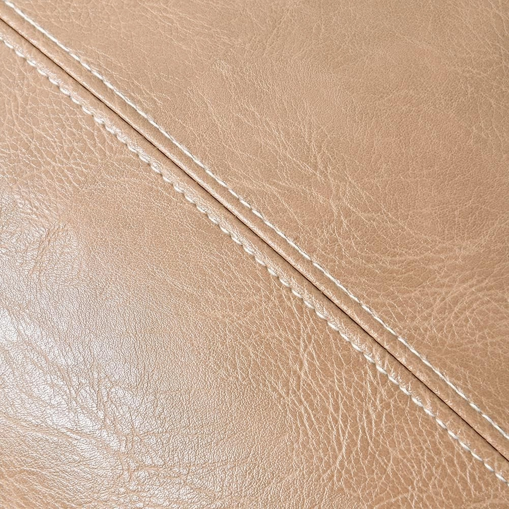Fancy Homi 2 Packs Tan Lumbar Waterproof Faux Leather Decorative Throw Pillow Covers 12x20 Inch for Outdoor Couch Bed, Beige Hand Stitched Cushion Case 30x50 cm, Taupe Modern Farmhouse Home Decor