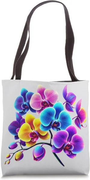 Fantastic Blue Yellow Pink Phalaenopsis Orchids Shapes Mania Tote Bag