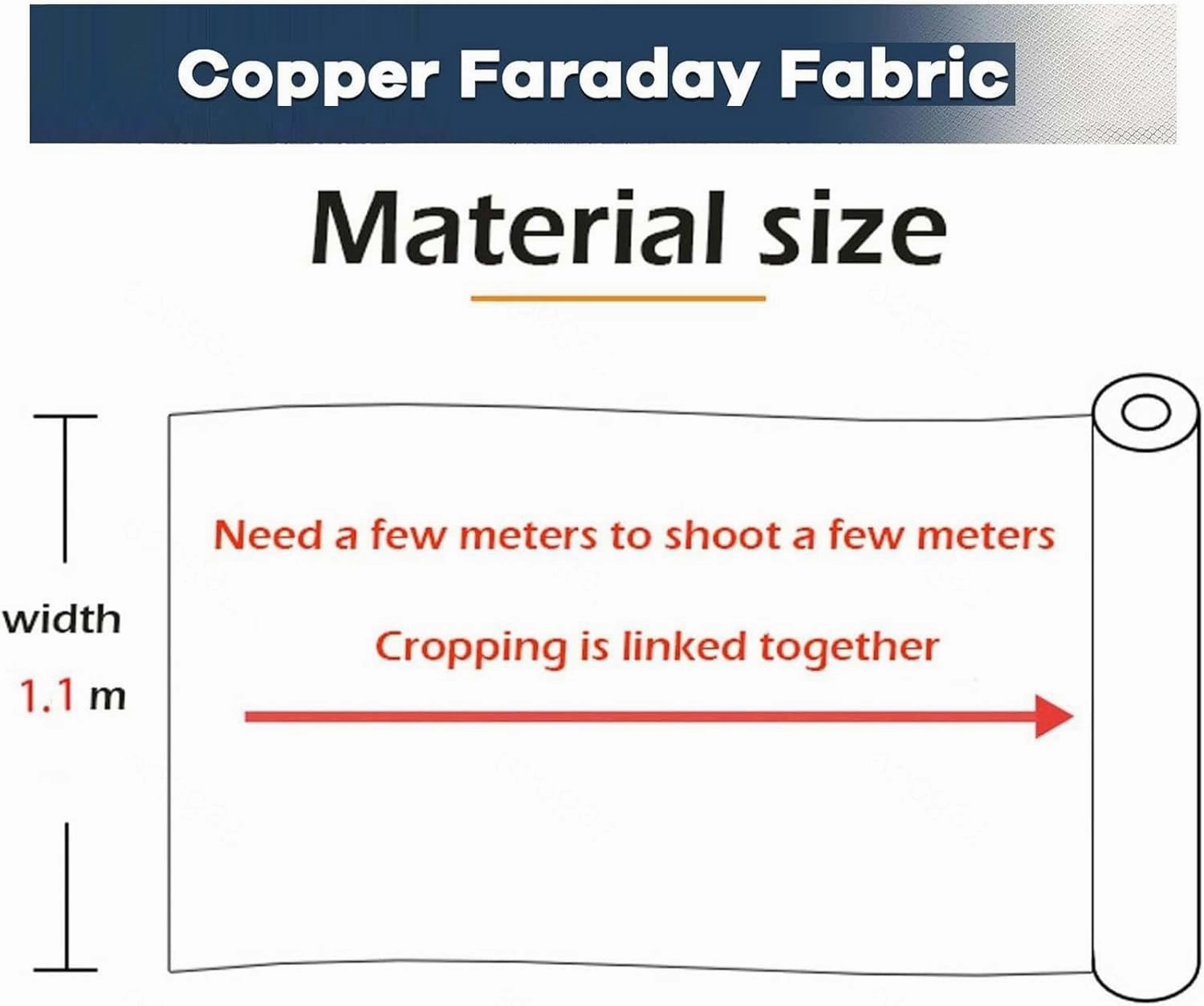Faraday Fabric EMP Proof Faraday Cloth Copper Shielding Fabric Anti Radiation Grounding RFID Shielding-Block for Card Bag Cloth, Electronic Products,silver-7x1.1m