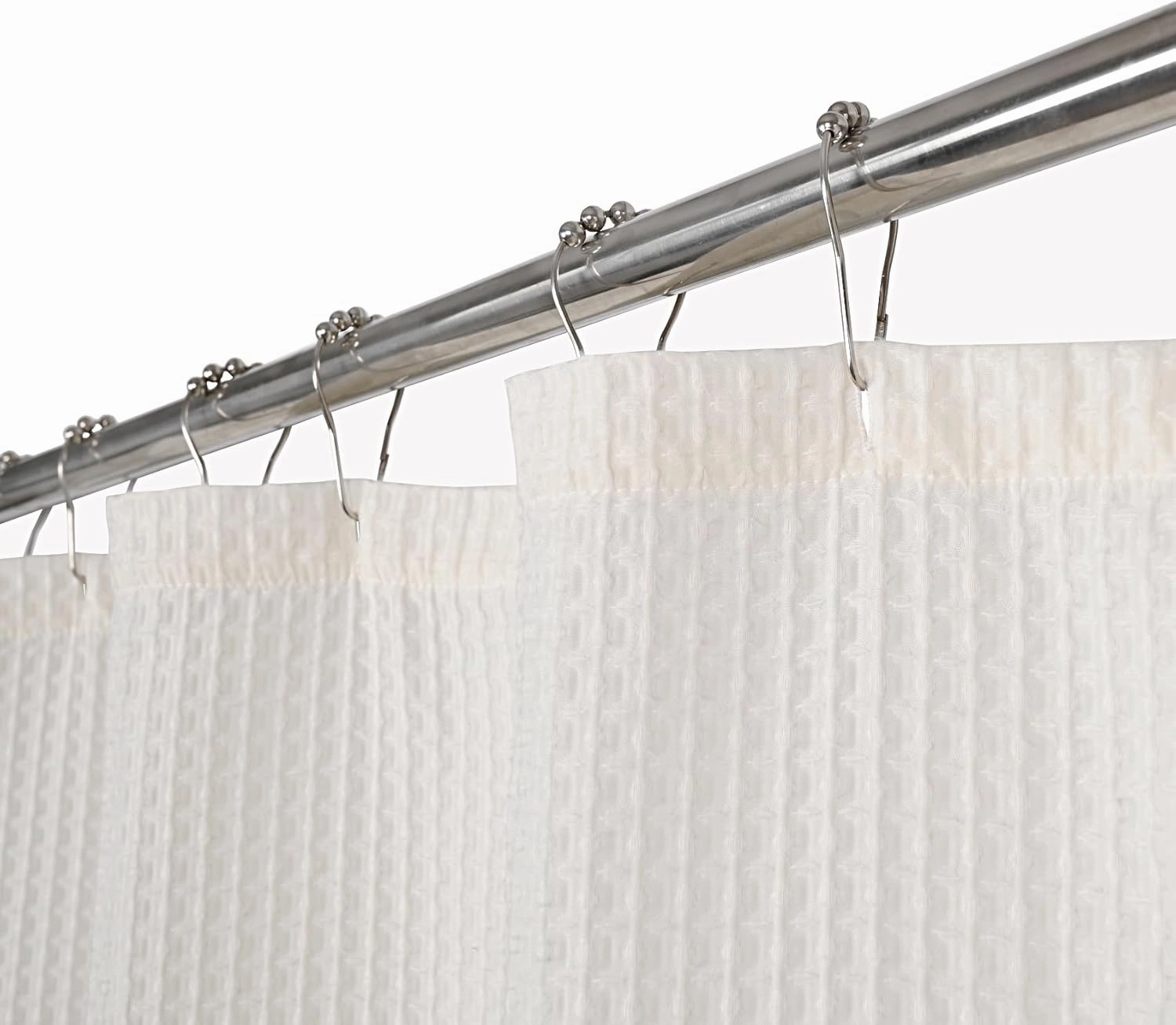 Farmhouse Shower Curtain,Beige and Brown Striped,Button Curtain,Spa Waffle and Cotton Woven Fabric,Rustic Charm Country Chic Style,72x72 in
