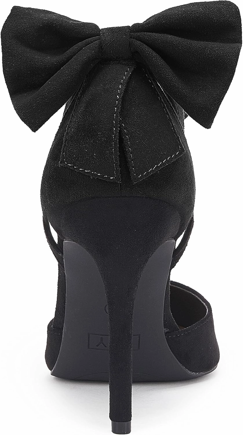 Fashare Womens High Heels Bow Tie Back Sexy Stiletto Ankle Strap Wedding Dress Pumps Shoes