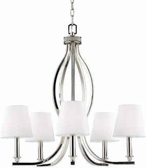 Feiss F2967/5PN Pave Glass Chandelier Lighting with Shades, Chrome, 5-Light (25"Dia x 25"H) 300watts