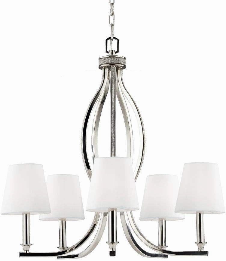Feiss F2967/5PN Pave Glass Chandelier Lighting with Shades, Chrome, 5-Light (25"Dia x 25"H) 300watts