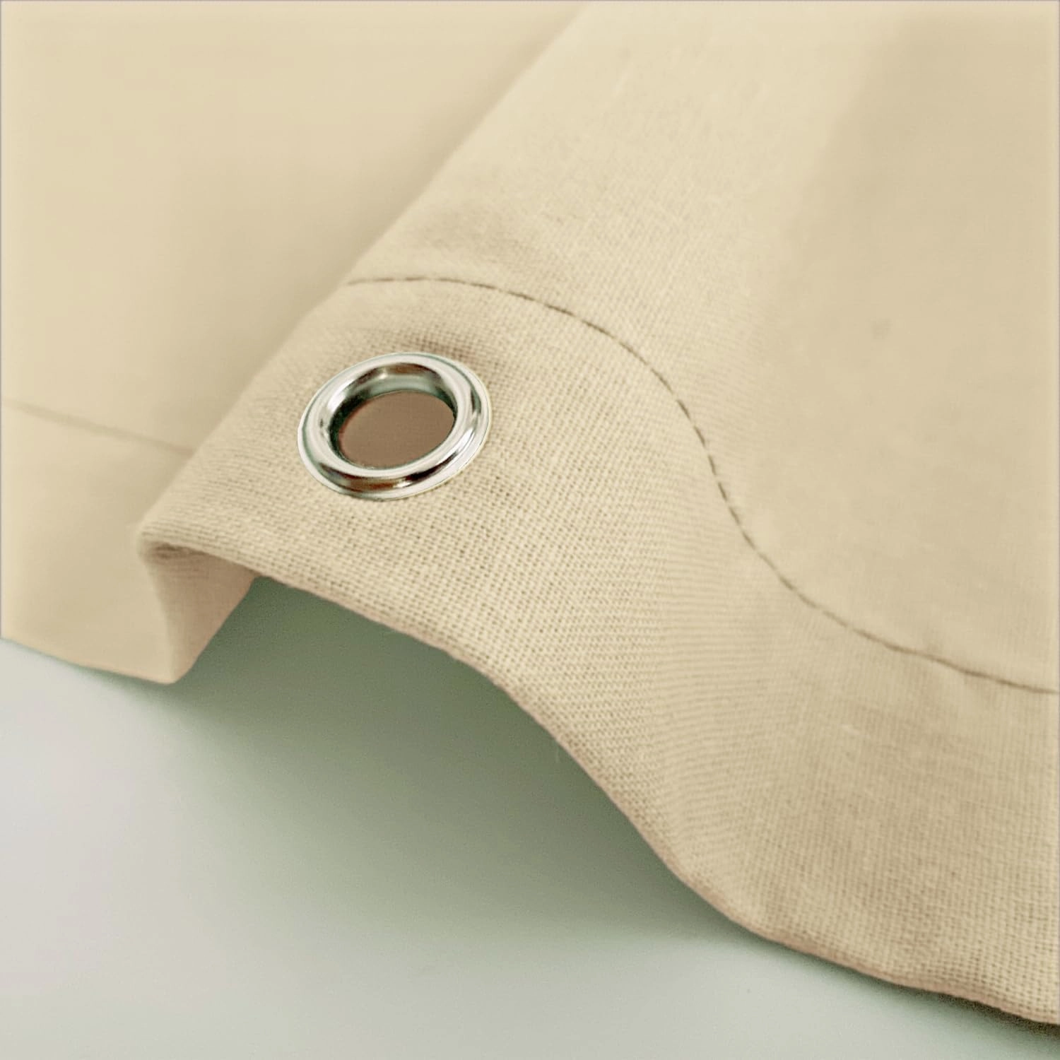 Felisa Sandy Beige Farmhouse Shower Curtain with A Ruffle Hem, Linen Blend Shower Curtain for Bathroom, 72"x78"
