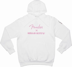 Fender Hello Kitty Sleeve Logo Hoodie, White, L