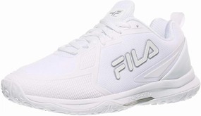 Fila Women's Volley Burst Shoes, White/White/Metallic Silver - 7