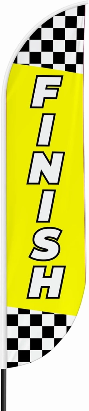 Finish Line Feather flag for Outdoor by Mavis Print | 11.5 FEET Long Polyester Outdoor Banner Flag for Easy Hang | HD Print Swooper I Flag Only forFinish Line Promotion | Made in USA I Flag Only