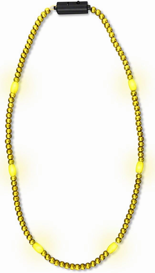 FlashingBlinkyLights Golden Yellow Light Up LED Mardi Gras Bead Necklace