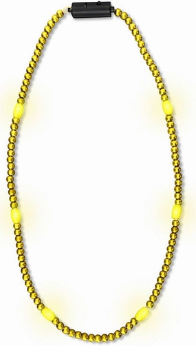 FlashingBlinkyLights Golden Yellow Light Up LED Mardi Gras Bead Necklace