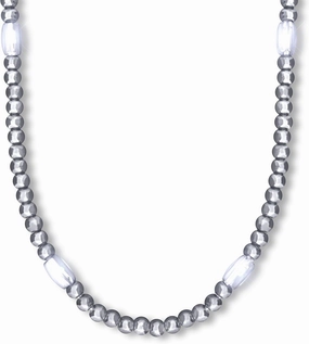 FlashingBlinkyLights Silver Light Up LED Mardi Gras Bead Necklace