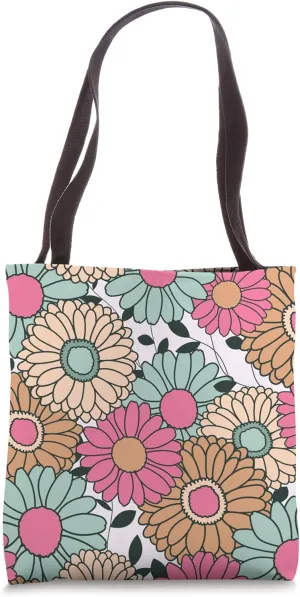 Floral Retro Daisy Flowers Hippie Groovy 60s Pastel Vibes Tote Bag