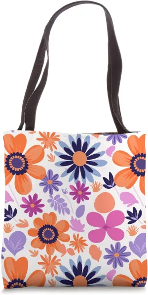 Floral Retro Daisy Flowers Hippie Groovy 60s Vibes Summer Tote Bag