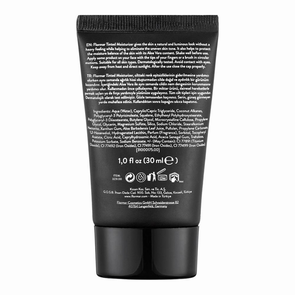 Flormar Tinted Moisturizer Liquid Foundation, 30ml, 003 Ivory Nude