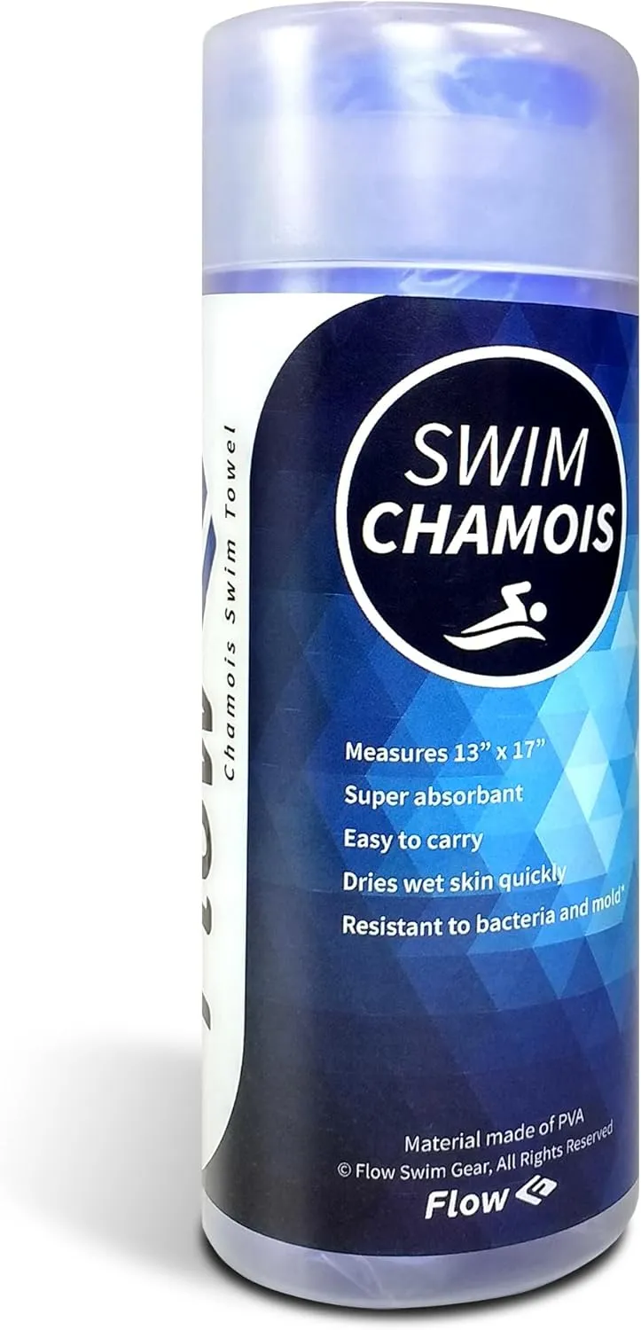 Flow Swim Chamois - Quick Dry Towel for Swimming, Diving, Triathlons, and Other Water Sports (Blue)