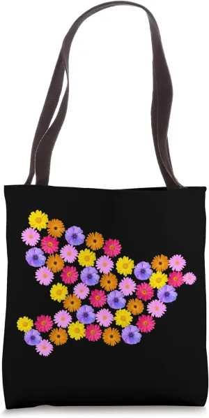 Flying Colorful Marguerite Daisies Pigeon Bird Shapes Mania Tote Bag