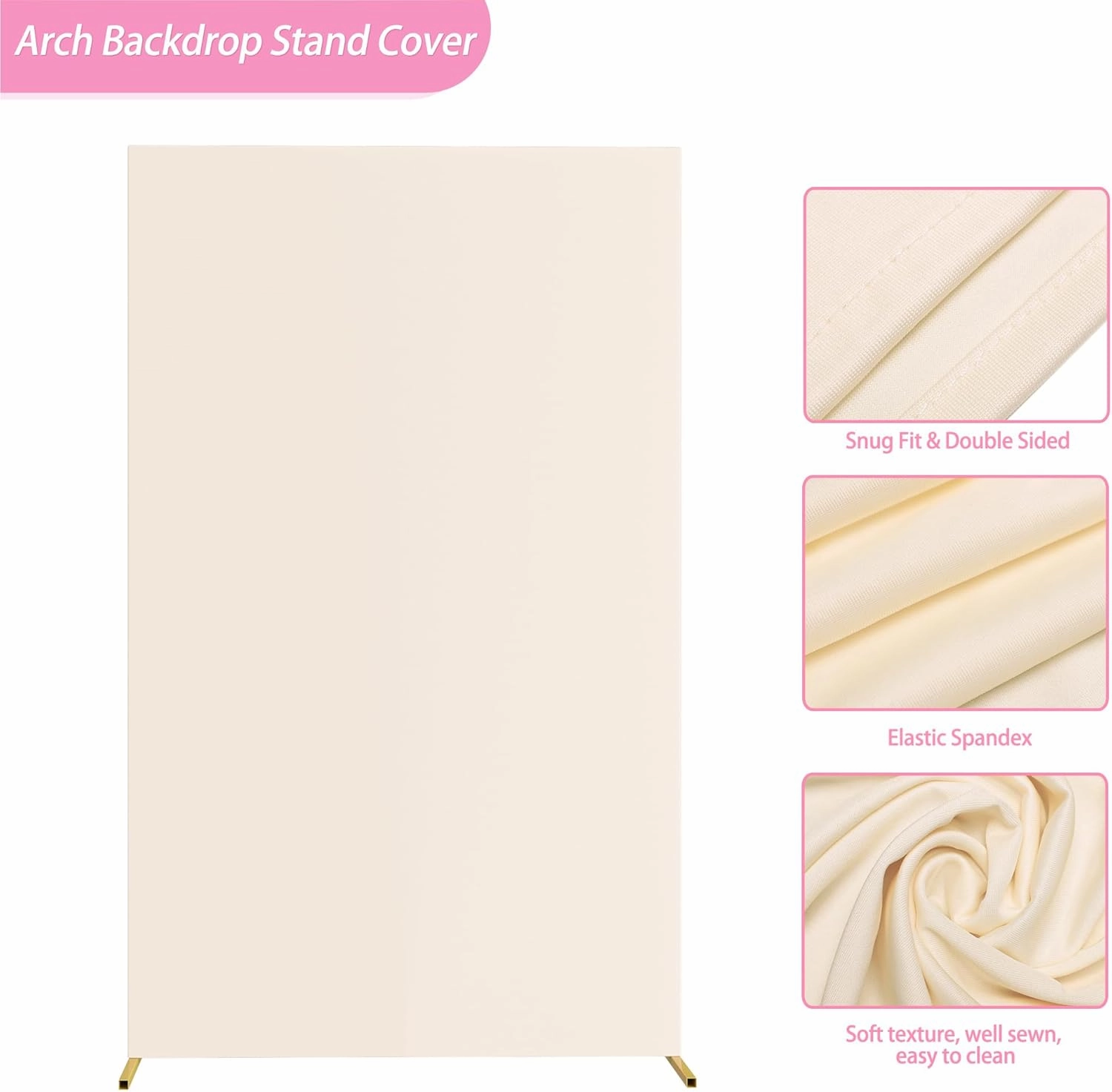 Fomcet Wedding Arch Cover Beige 6.6FT x 4FT Square Spandex Arch Backdrop Covers Stretchy Fabric for Birthday Party Baby Shower Anniversary Arch Stand Decoration