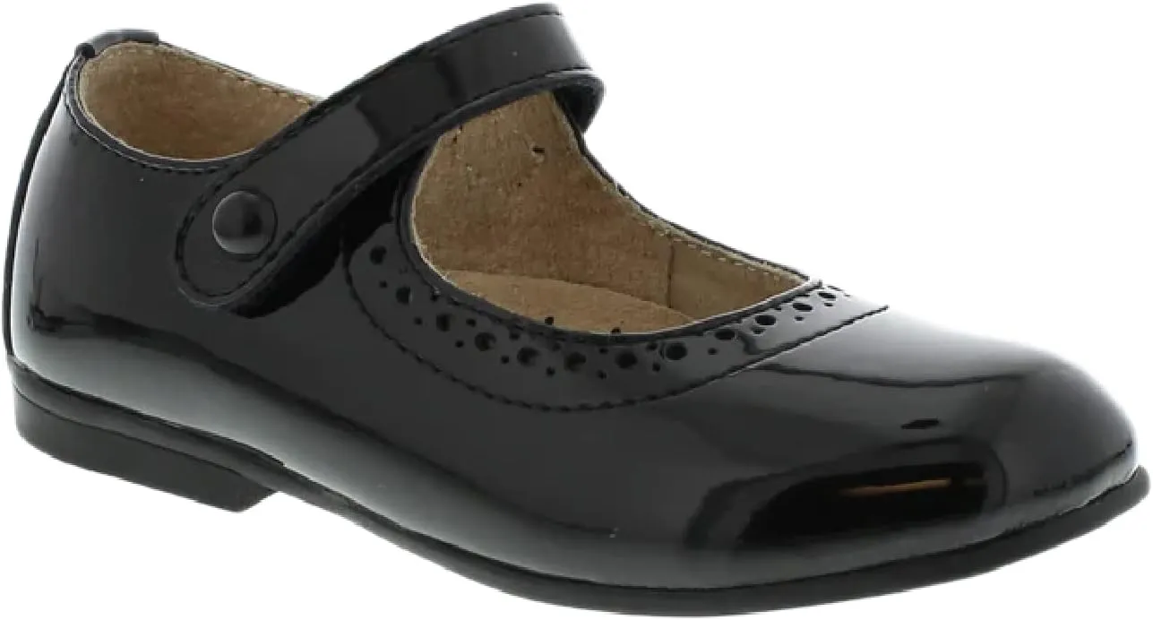FOOTMATES Emma Patent Leather Mary Jane Girls Party Dress Shoes with Custom-Fit Insoles, Hard Bottom, Slip-Resistant Non-Marking Outsoles - for Toddlers and Little Kids, Ages 1-8