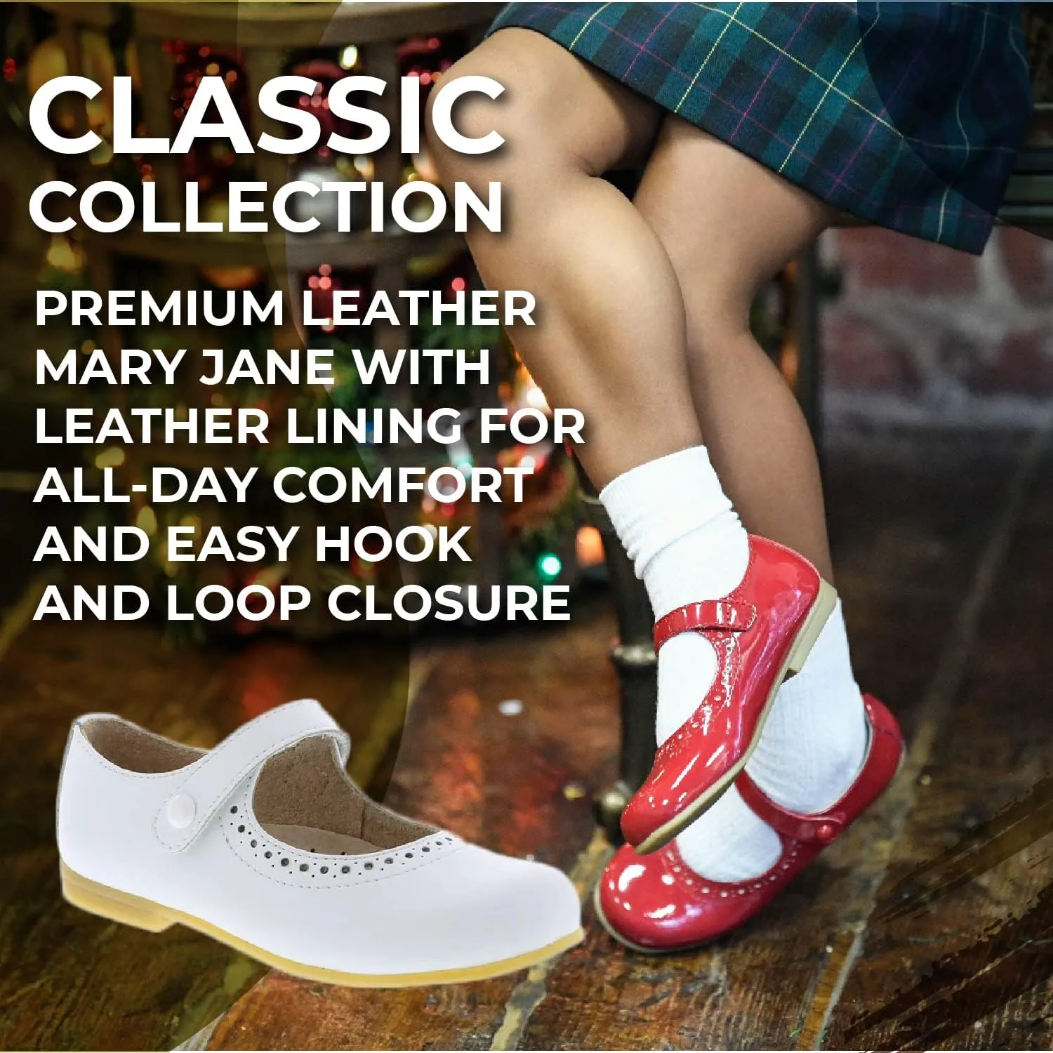 FOOTMATES Emma Patent Leather Mary Jane Girls Party Dress Shoes with Custom-Fit Insoles, Hard Bottom, Slip-Resistant Non-Marking Outsoles - for Toddlers and Little Kids, Ages 1-8