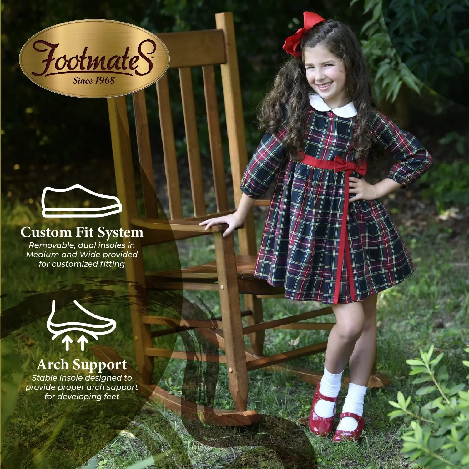 FOOTMATES Emma Patent Leather Mary Jane Girls Party Dress Shoes with Custom-Fit Insoles, Hard Bottom, Slip-Resistant Non-Marking Outsoles - for Toddlers and Little Kids, Ages 1-8