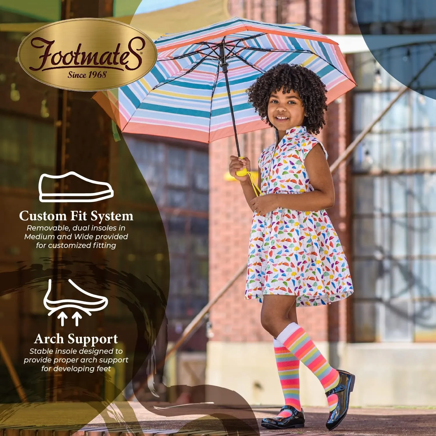 FOOTMATES Emma Patent Leather Mary Jane Girls Party Dress Shoes with Custom-Fit Insoles, Hard Bottom, Slip-Resistant Non-Marking Outsoles - for Toddlers and Little Kids, Ages 1-8