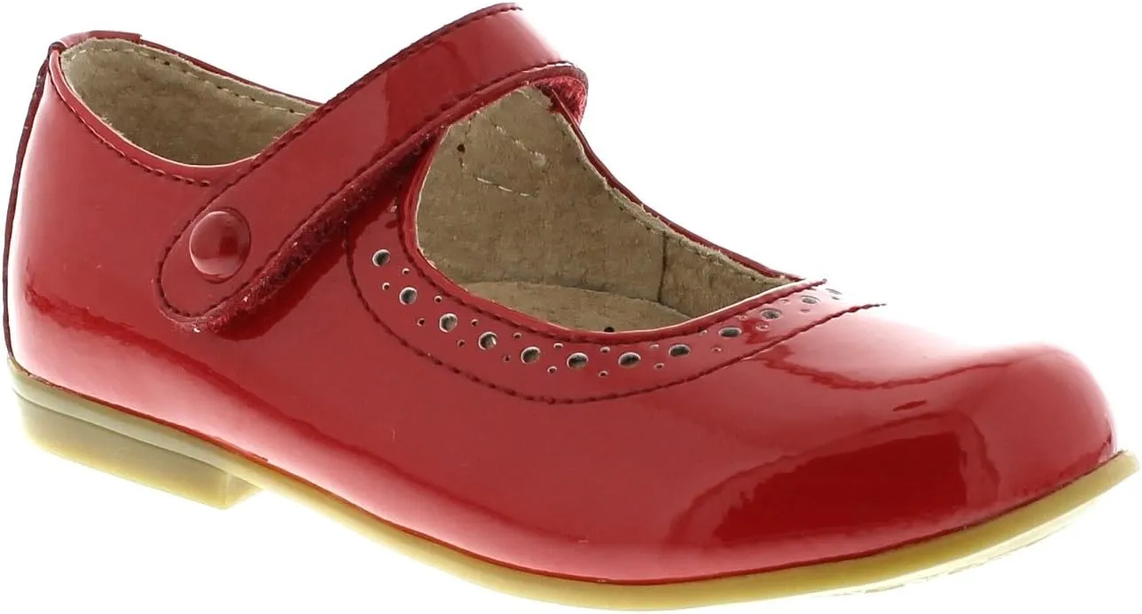 FOOTMATES Emma Patent Leather Mary Jane Girls Party Dress Shoes with Custom-Fit Insoles, Hard Bottom, Slip-Resistant Non-Marking Outsoles - for Toddlers and Little Kids, Ages 1-8