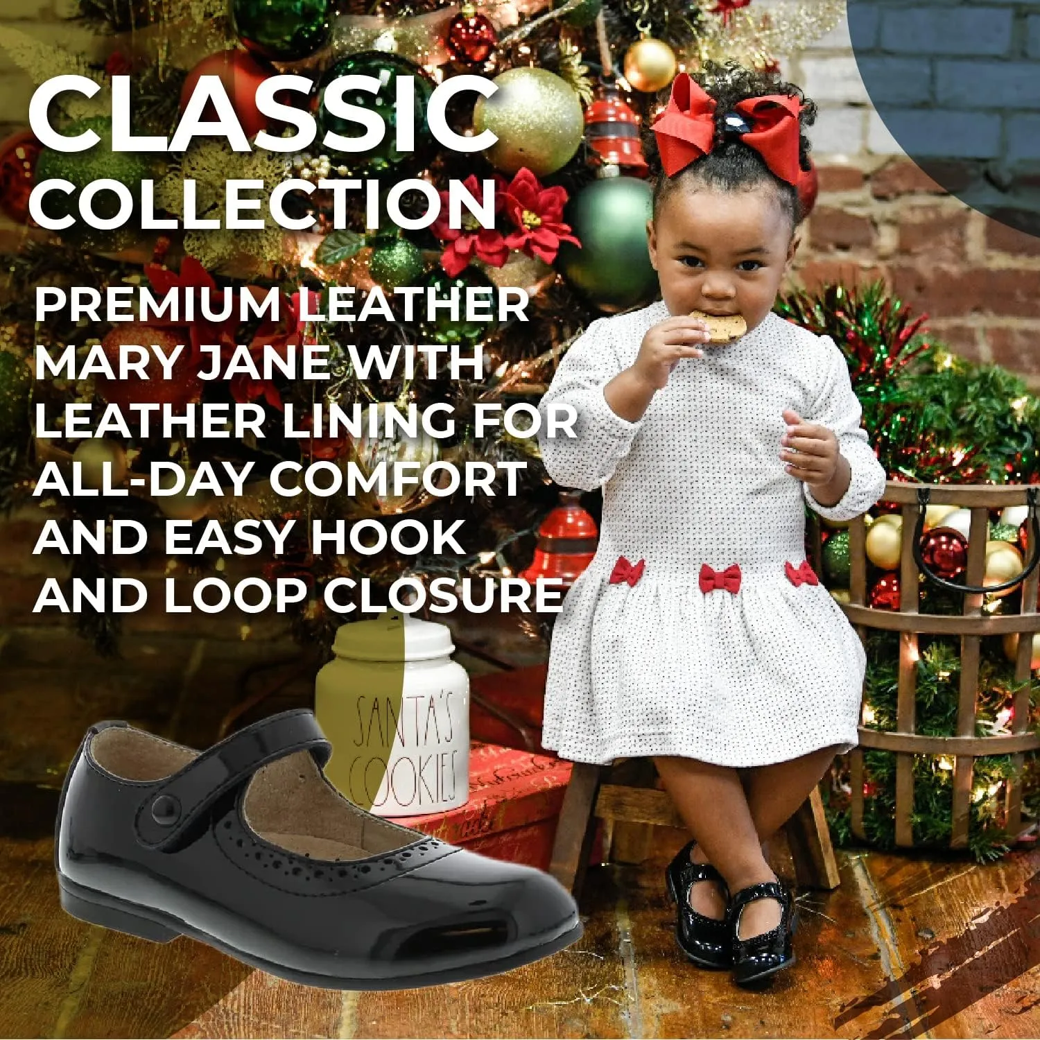 FOOTMATES Emma Patent Leather Mary Jane Girls Party Dress Shoes with Custom-Fit Insoles, Hard Bottom, Slip-Resistant Non-Marking Outsoles - for Toddlers and Little Kids, Ages 1-8