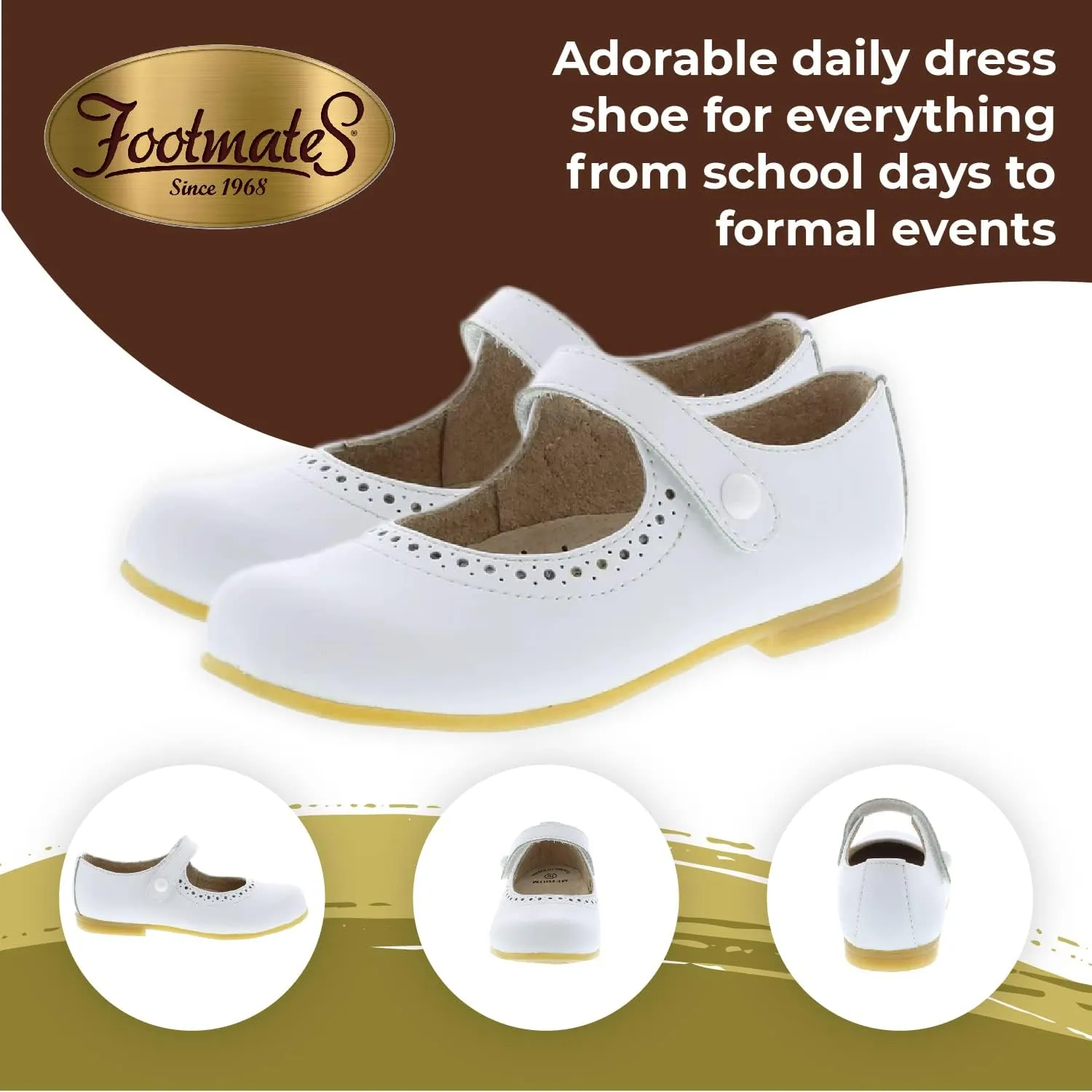 FOOTMATES Emma Patent Leather Mary Jane Girls Party Dress Shoes with Custom-Fit Insoles, Hard Bottom, Slip-Resistant Non-Marking Outsoles - for Toddlers and Little Kids, Ages 1-8