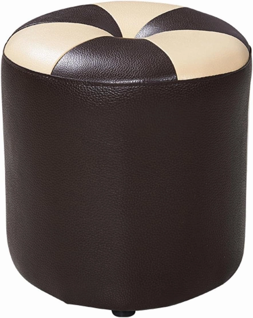 Footstool Ottomans Foot Stool Ottomans Foot Stool Cowhide Footstool Round Foot Stools Shoe Change Stool Pouffe Footstool Ottomans for The Bedroom Ottomans for Living Room, Khaki- 3