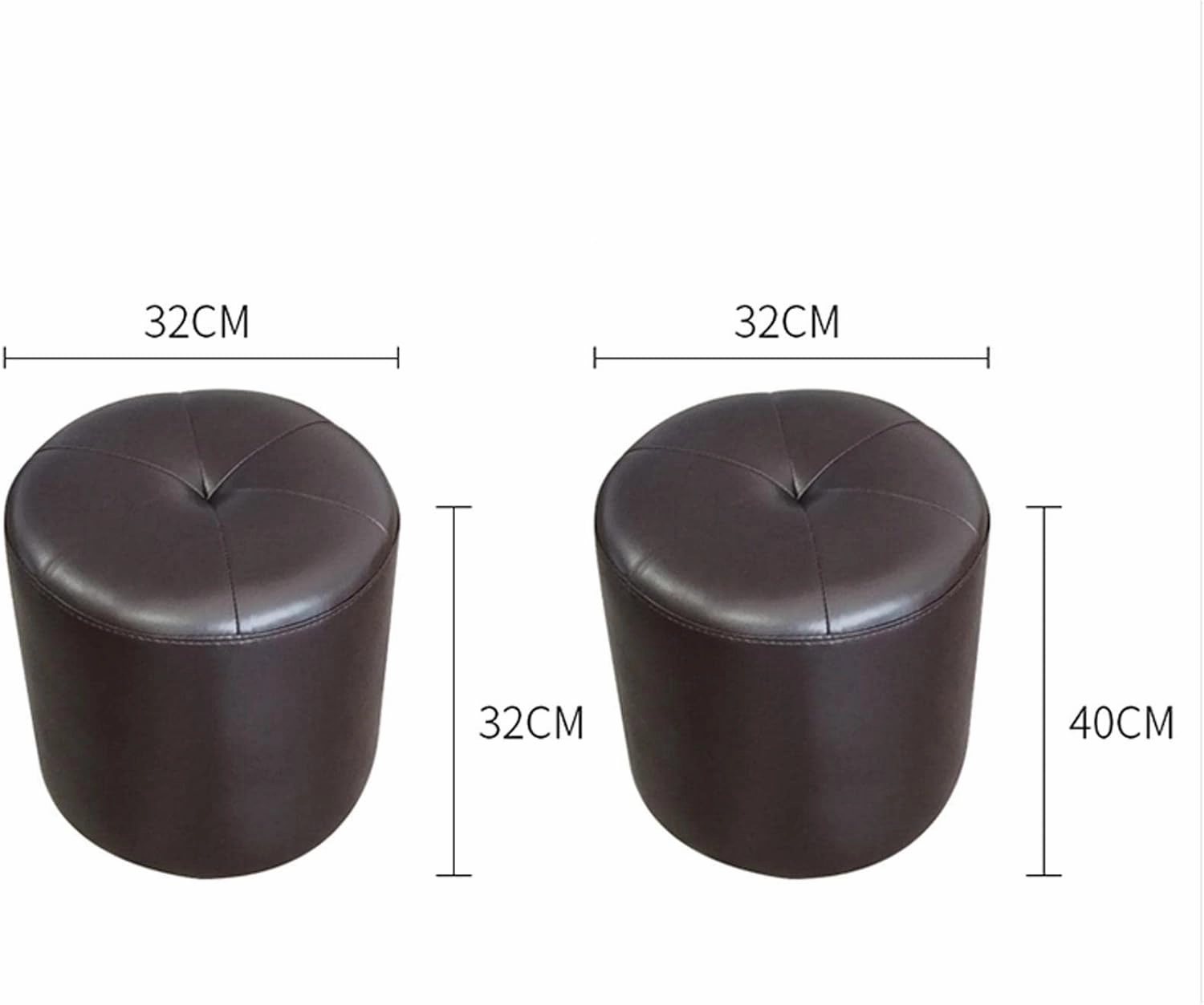 Footstool Ottomans Foot Stool Ottomans Foot Stool Cowhide Footstool Round Foot Stools Shoe Change Stool Pouffe Footstool Ottomans for The Bedroom Ottomans for Living Room, Khaki- 3