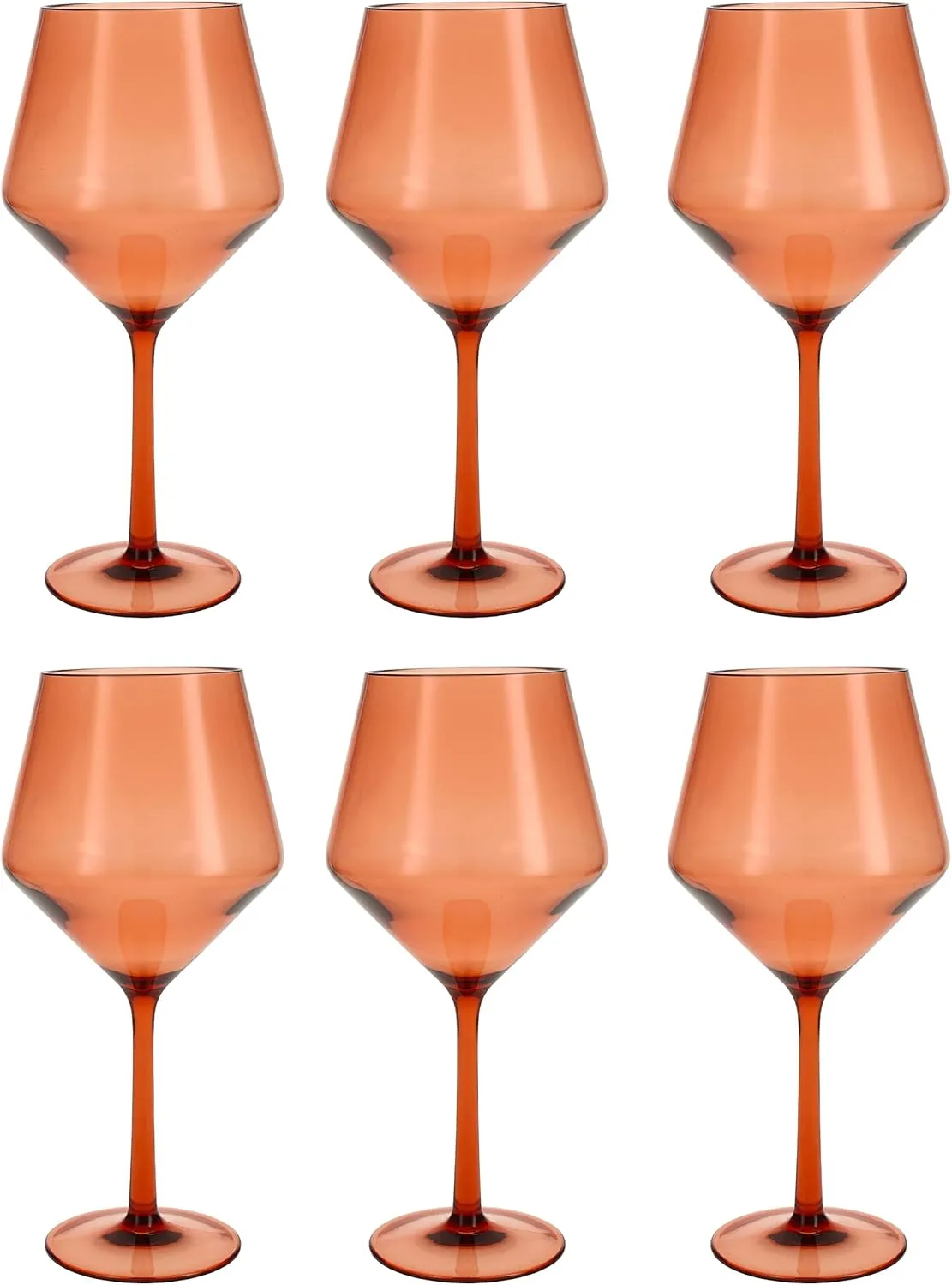Fortessa Sole Outdoor Shatter Resistant BPA Free Premium Copolyester Plastic Drinkware 6 Pack, Terra Cotta Orange, Cabernet Glass