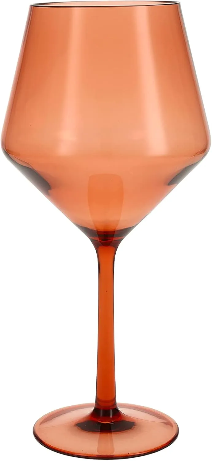 Fortessa Sole Outdoor Shatter Resistant BPA Free Premium Copolyester Plastic Drinkware 6 Pack, Terra Cotta Orange, Cabernet Glass