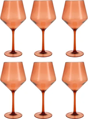 Fortessa Sole Outdoor Shatter Resistant BPA Free Premium Copolyester Plastic Drinkware 6 Pack, Terra Cotta Orange, Cabernet Glass